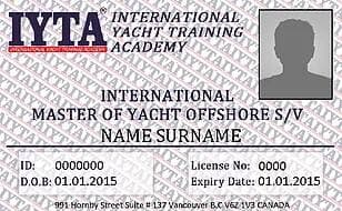 Yachtmaster Offshore IYTA sertifika örneği